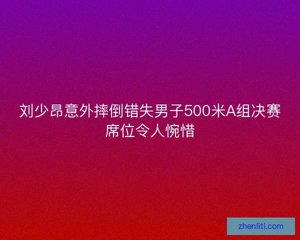 刘少昂意外摔倒错失男子500米A组决赛席位令人惋惜