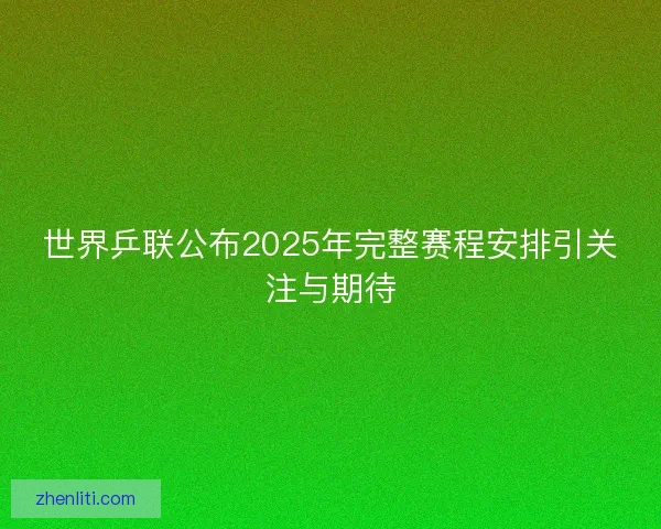 世界乒联公布2025年完整赛程安排引关注与期待
